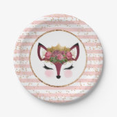 Blush & Gold Fox Princess Papieren Bordje (Voorkant)