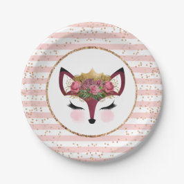 Blush & Gold Fox Princess Papieren Bordje
