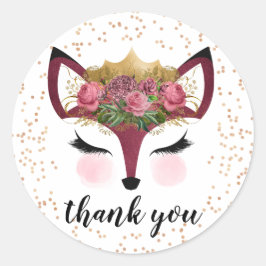 Blush & Gold Fox Princess Ronde Sticker
