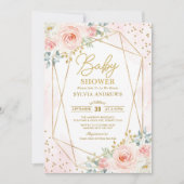  Blush Gold Geometric Floral Baby shower Kaart (Voorkant)