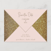 Blush & Gold Glam Bruiloft Save the Date Briefkaart (Voorkant)