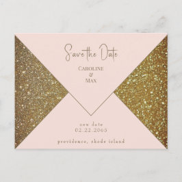 Blush & Gold Glam Bruiloft Save the Date Briefkaart