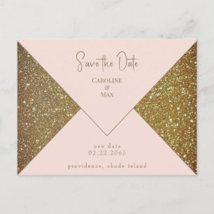 Blush & Gold Glam Bruiloft Save the Date Briefkaart