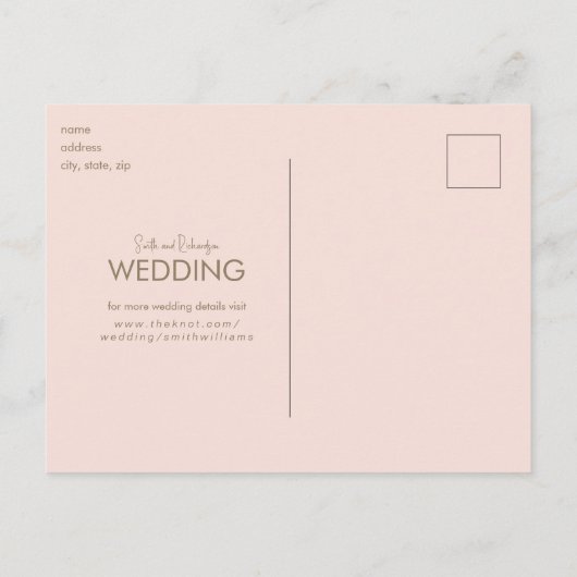 Blush & Gold Glam Bruiloft Wijzig de datum Briefkaart (Achterkant)