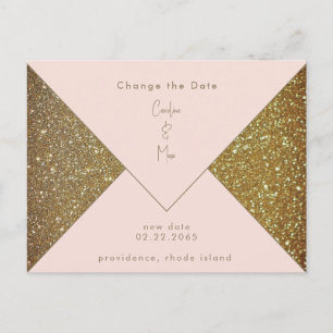 Blush & Gold Glam Trouwdatum Aanpassen Briefkaart