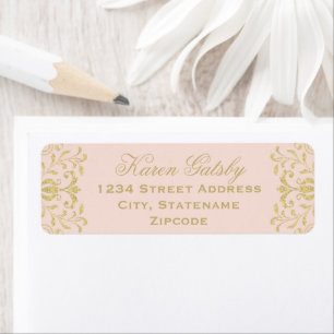 Blush Gold Glamor Wedding Return-adres Etiket