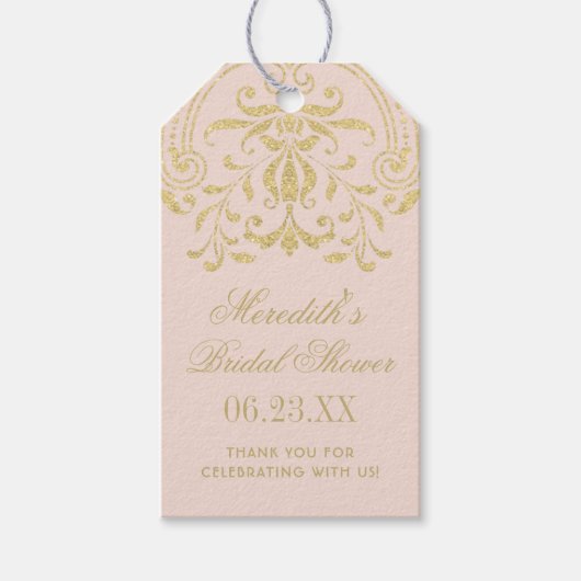 Blush Gold  Glamour Bruiloft Vrijgezellenfeest Cadeaulabel (Voorkant)