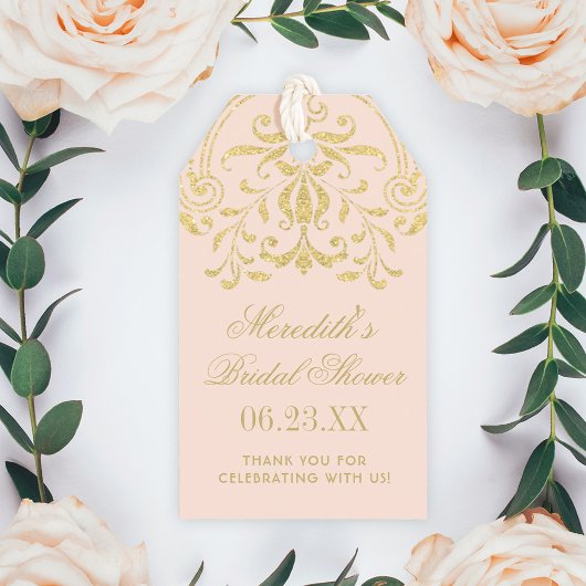 Blush Gold  Glamour Bruiloft Vrijgezellenfeest Cadeaulabel