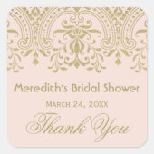 Blush Gold Glamour Bruiloft Vrijgezellenfeest Vierkante Sticker (Voorkant)