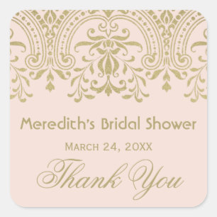 Blush Gold Glamour Bruiloft Vrijgezellenfeest Vierkante Sticker