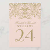 Blush Gold  Glamour Weddeningnummer Kaart (Achterkant)