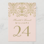 Blush Gold  Glamour Weddeningnummer Kaart (Voorkant)