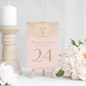 Blush Gold  Glamour Weddeningnummer Kaart