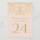 Blush Gold  Glamour Weddeningnummer Kaart (Achterkant)