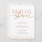 Blush Gold Glitter  Bridal Shower Uitnodiging (Voorkant)