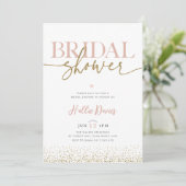Blush Gold Glitter  Bridal Shower Uitnodiging (Staand voorkant)