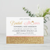 Blush Gold Glitter Bridal Shower Uitnodiging (Staand voorkant)