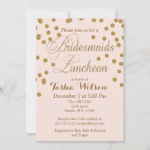 Blush Gold Glitter Bridesmaids Luncheon nodigt uit Kaart (Voorkant)