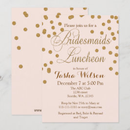 Blush Gold Glitter Bridesmaids Luncheon nodigt uit Kaart