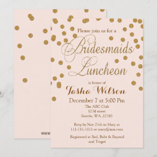 Blush Gold Glitter Bridesmaids Luncheon nodigt uit Kaart