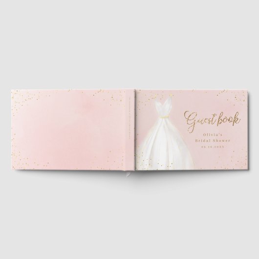Blush Gold Glitter Elegant Jurk Vrijgezellenfeest Gastenboek (Volledig)