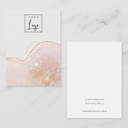 Blush Gold Glitter Logo Blank juwelenscherm Visitekaartje (Voorkant / Achterkant)
