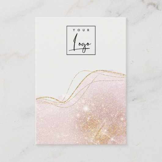 Blush Gold Glitter Logo Blank juwelenscherm Visitekaartje (Voorkant)