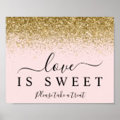 Blush & Gold Glitter Love is Sweet Dessert Sign Poster (Voorkant)