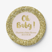 Blush Gold Glitter Oh Baby Bord (Voorkant)
