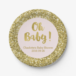 Blush Gold Glitter Oh Baby Bord