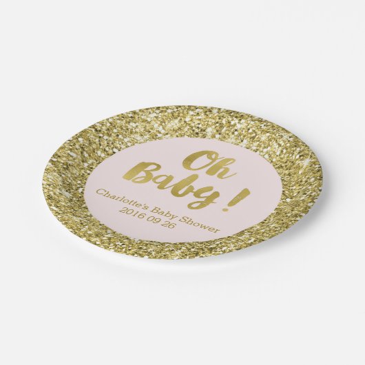 Blush Gold Glitter Oh Baby Bord (Gekanteld)