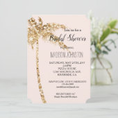 Blush Gold Glitter Palm Tree Vrijgezellenfeest Kaart (Staand voorkant)