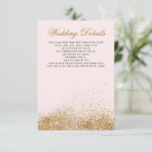Blush Gold Glitter Sparkle Elegant Wedding Informatiekaartje (Staand voorkant)