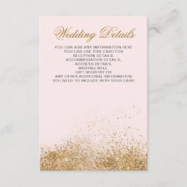 Blush Gold Glitter Sparkle Elegant Wedding Informatiekaartje