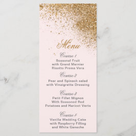 Blush Gold Glitter Sparkle Elegant Wedding Menu
