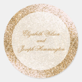 Blush Gold Glitter Sparkle Elegant Wedding Ronde Sticker