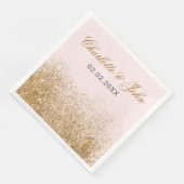 Blush Gold Glitter Sparkle Elegant Wedding Servet (Hoek)