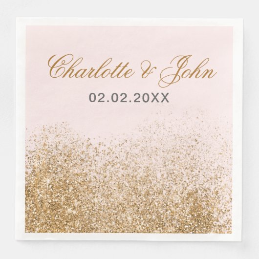 Blush Gold Glitter Sparkle Elegant Wedding Servet (Voorkant)