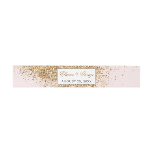 Blush Gold Glitter Sparkle Elegant Wedding Uitnodigingen Wikkel (Vlak)