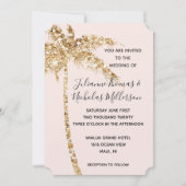 Blush Gold Glitter Tropische palmboom Kaart (Voorkant)