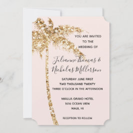Blush Gold Glitter Tropische palmboom Kaart