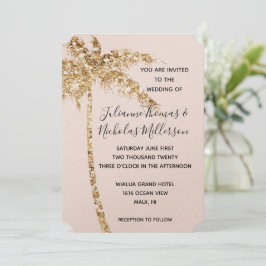Blush Gold Glitter Tropische palmboom Kaart