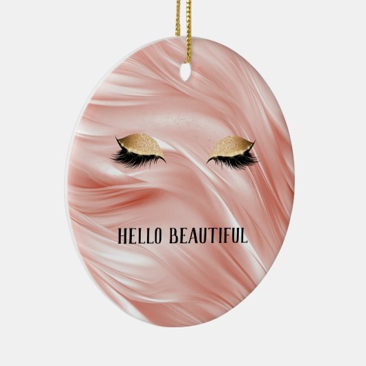 Blush Gold Glitter Wimpers Keramisch Ornament (Rechts)