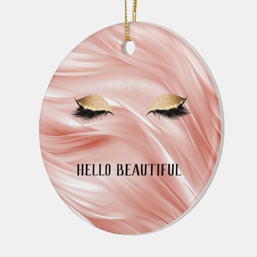 Blush Gold Glitter Wimpers Keramisch Ornament (Links)