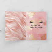 Blush Gold Glitter Wimpers Verjaardag Kaart (Binnen)
