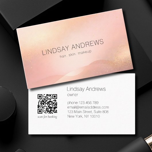 Blush Gold Glow Gradient Salon QR Code Visitekaartje
