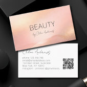 Blush Gold Glow Gradient Salon QR Code Visitekaartje
