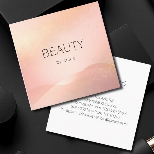 Blush Gold Glow Gradient Salon Vierkante Visitekaartje