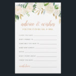 Blush Gold Green Floral Mr en Mrs Advice Wishes<br><div class="desc">Wedding vrijgezellenfeest Advice & Wwish note for the Future Mr. & Mrs. heeft een elegant florale waterverf met geschilderde rozen, ranunculus bloemen en bladeren in neutrale lente- en zomertinten van wit, crème, wazige roze, goud, roos goud en groen. De achterkant van de kaart is zacht zwart met een abstract geborsteld...</div>