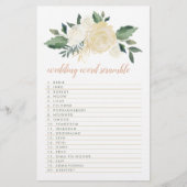 Blush Gold Green Floral Weddenschap Word Scramble Briefpapier (Voorkant)